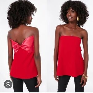 Tuckernuck Red Bow Crepe Marin Strapless Corset Built In Top